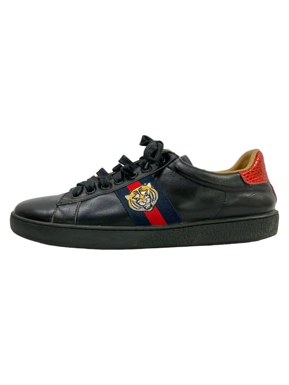 Gucci Sneakers 42 G Black Navy Multi Tiger Embossed Glitter Leather
